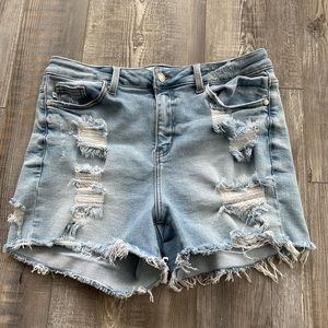 Judy Blue Denim Blue Destroyed Shorts Size Large
